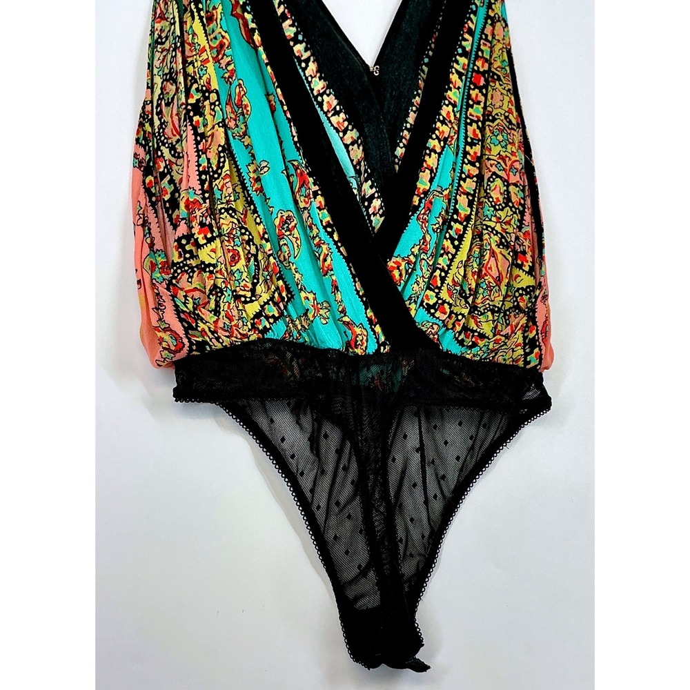 Intimately Free People Boarder Babe Paisley Mesh Bodysuit Sz S Festival Lingerie - Picture 4 of 10